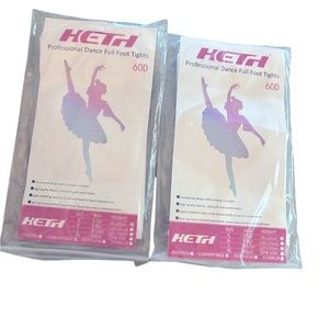 •NWT 2 Heth Professional Dance Full Foot Tights Convertible Size Small Age 3-5
